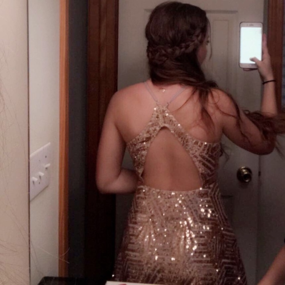 Rose Gold (looks more gold) sequined dress - Picture 2 of 2